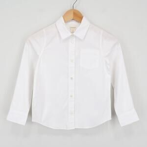 NWT J.Crew Crewcuts Girls' Cotton Blend Button Up White Shirt Size 8